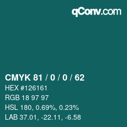 Color code: CMYK 81 / 0 / 0 / 62 | qconv.com