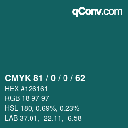 Color code: CMYK 81 / 0 / 0 / 62 | qconv.com