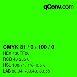Color code: CMYK 81 / 0 / 100 / 0 | qconv.com