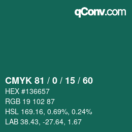 Color code: CMYK 81 / 0 / 15 / 60 | qconv.com