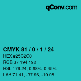 Color code: CMYK 81 / 0 / 1 / 24 | qconv.com
