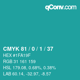 Color code: CMYK 81 / 0 / 1 / 37 | qconv.com