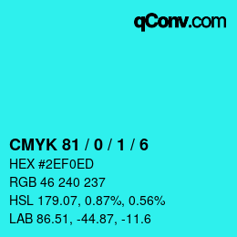 Color code: CMYK 81 / 0 / 1 / 6 | qconv.com