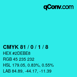 カラーコード: CMYK 81 / 0 / 1 / 8 | qconv.com