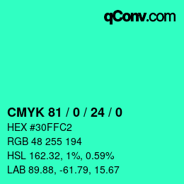 Color code: CMYK 81 / 0 / 24 / 0 | qconv.com