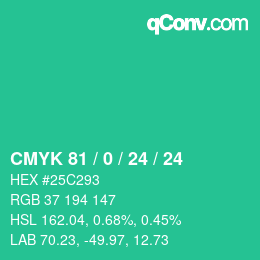 Color code: CMYK 81 / 0 / 24 / 24 | qconv.com