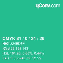 Color code: CMYK 81 / 0 / 24 / 26 | qconv.com