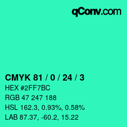 Color code: CMYK 81 / 0 / 24 / 3 | qconv.com