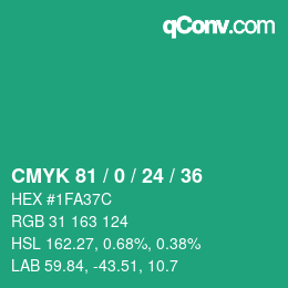 颜色代码: CMYK 81 / 0 / 24 / 36 | qconv.com