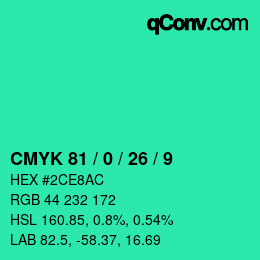 Color code: CMYK 81 / 0 / 26 / 9 | qconv.com