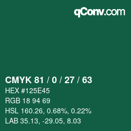 Farbcode: CMYK 81 / 0 / 27 / 63 | qconv.com