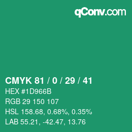 Código de color: CMYK 81 / 0 / 29 / 41 | qconv.com