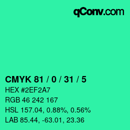 Color code: CMYK 81 / 0 / 31 / 5 | qconv.com