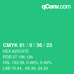 Color code: CMYK 81 / 0 / 36 / 23 | qconv.com