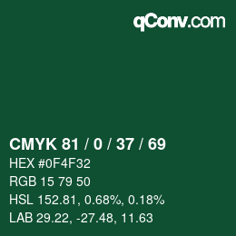 Color code: CMYK 81 / 0 / 37 / 69 | qconv.com