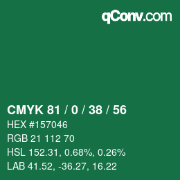 Farbcode: CMYK 81 / 0 / 38 / 56 | qconv.com
