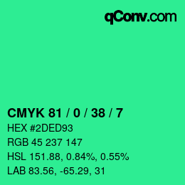 Farbcode: CMYK 81 / 0 / 38 / 7 | qconv.com