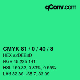 Color code: CMYK 81 / 0 / 40 / 8 | qconv.com