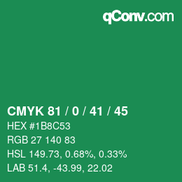 Color code: CMYK 81 / 0 / 41 / 45 | qconv.com