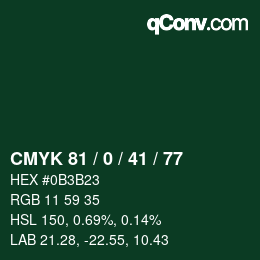 Color code: CMYK 81 / 0 / 41 / 77 | qconv.com