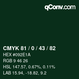 Farbcode: CMYK 81 / 0 / 43 / 82 | qconv.com