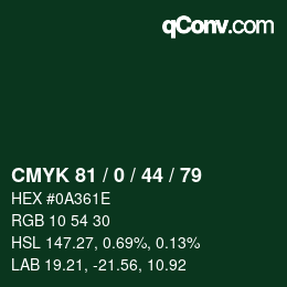 颜色代码: CMYK 81 / 0 / 44 / 79 | qconv.com