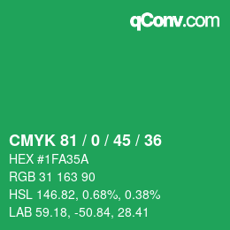 Color code: CMYK 81 / 0 / 45 / 36 | qconv.com