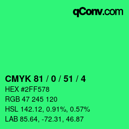 Color code: CMYK 81 / 0 / 51 / 4 | qconv.com