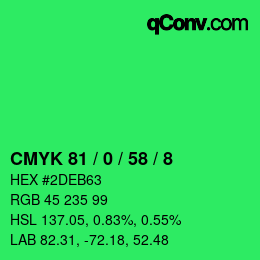 Farbcode: CMYK 81 / 0 / 58 / 8 | qconv.com