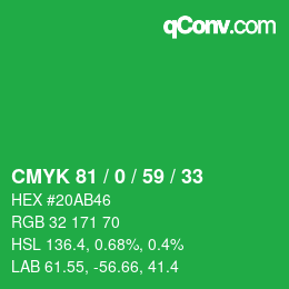 Color code: CMYK 81 / 0 / 59 / 33 | qconv.com