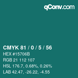 Color code: CMYK 81 / 0 / 5 / 56 | qconv.com
