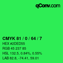 Farbcode: CMYK 81 / 0 / 64 / 7 | qconv.com
