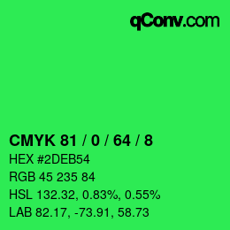 Color code: CMYK 81 / 0 / 64 / 8 | qconv.com