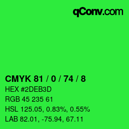 Color code: CMYK 81 / 0 / 74 / 8 | qconv.com