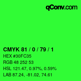 Color code: CMYK 81 / 0 / 79 / 1 | qconv.com