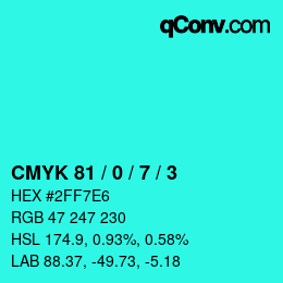 Color code: CMYK 81 / 0 / 7 / 3 | qconv.com