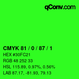 Farbcode: CMYK 81 / 0 / 87 / 1 | qconv.com