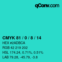 Color code: CMYK 81 / 0 / 8 / 14 | qconv.com