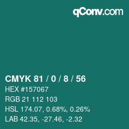 Color code: CMYK 81 / 0 / 8 / 56 | qconv.com