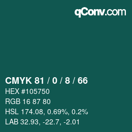 Color code: CMYK 81 / 0 / 8 / 66 | qconv.com