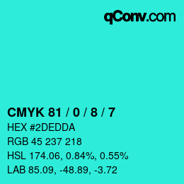 Color code: CMYK 81 / 0 / 8 / 7 | qconv.com