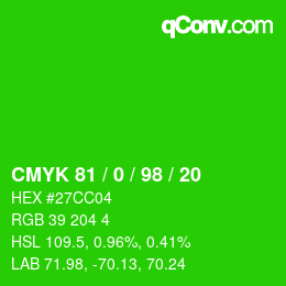 Color code: CMYK 81 / 0 / 98 / 20 | qconv.com