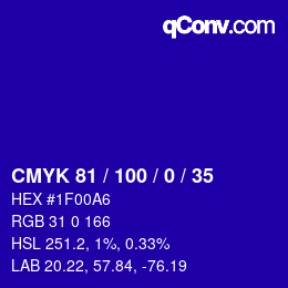 Color code: CMYK 81 / 100 / 0 / 35 | qconv.com