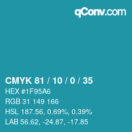 Color code: CMYK 81 / 10 / 0 / 35 | qconv.com