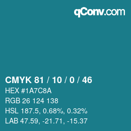 颜色代码: CMYK 81 / 10 / 0 / 46 | qconv.com