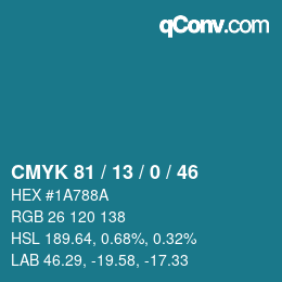 颜色代码: CMYK 81 / 13 / 0 / 46 | qconv.com