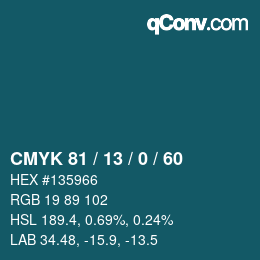Color code: CMYK 81 / 13 / 0 / 60 | qconv.com