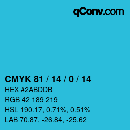 Color code: CMYK 81 / 14 / 0 / 14 | qconv.com
