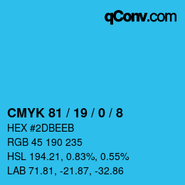 Color code: CMYK 81 / 19 / 0 / 8 | qconv.com