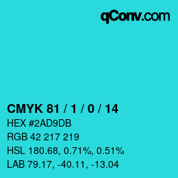 Color code: CMYK 81 / 1 / 0 / 14 | qconv.com
